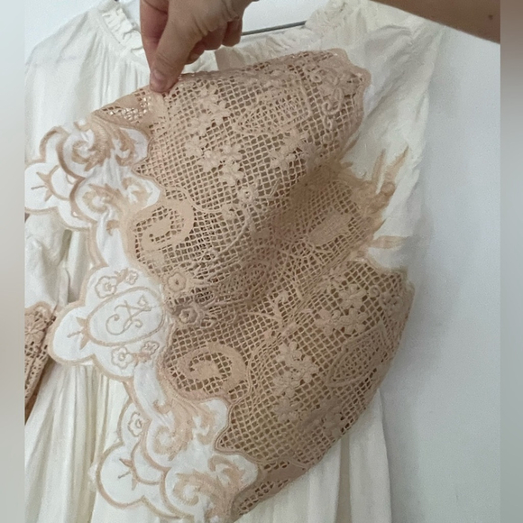 italian Spanish Dress with Lace White and Tan Lace s/m - Picture 11 of 15